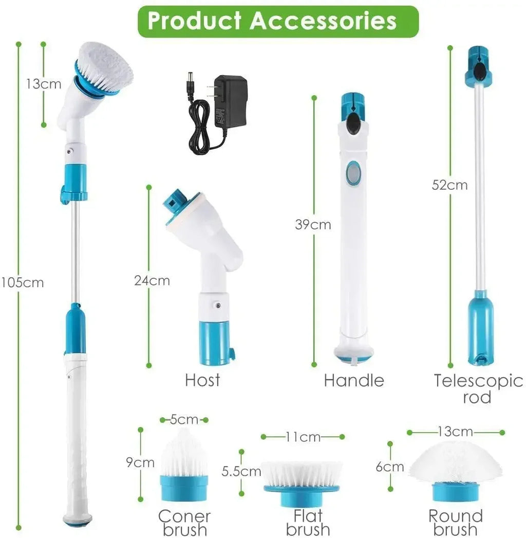 Electric Cleaning Brush 1PC Long Handle Rotating Cordless Rechargeable Household Bathroom Kitchen Floor Tile Washing Brush