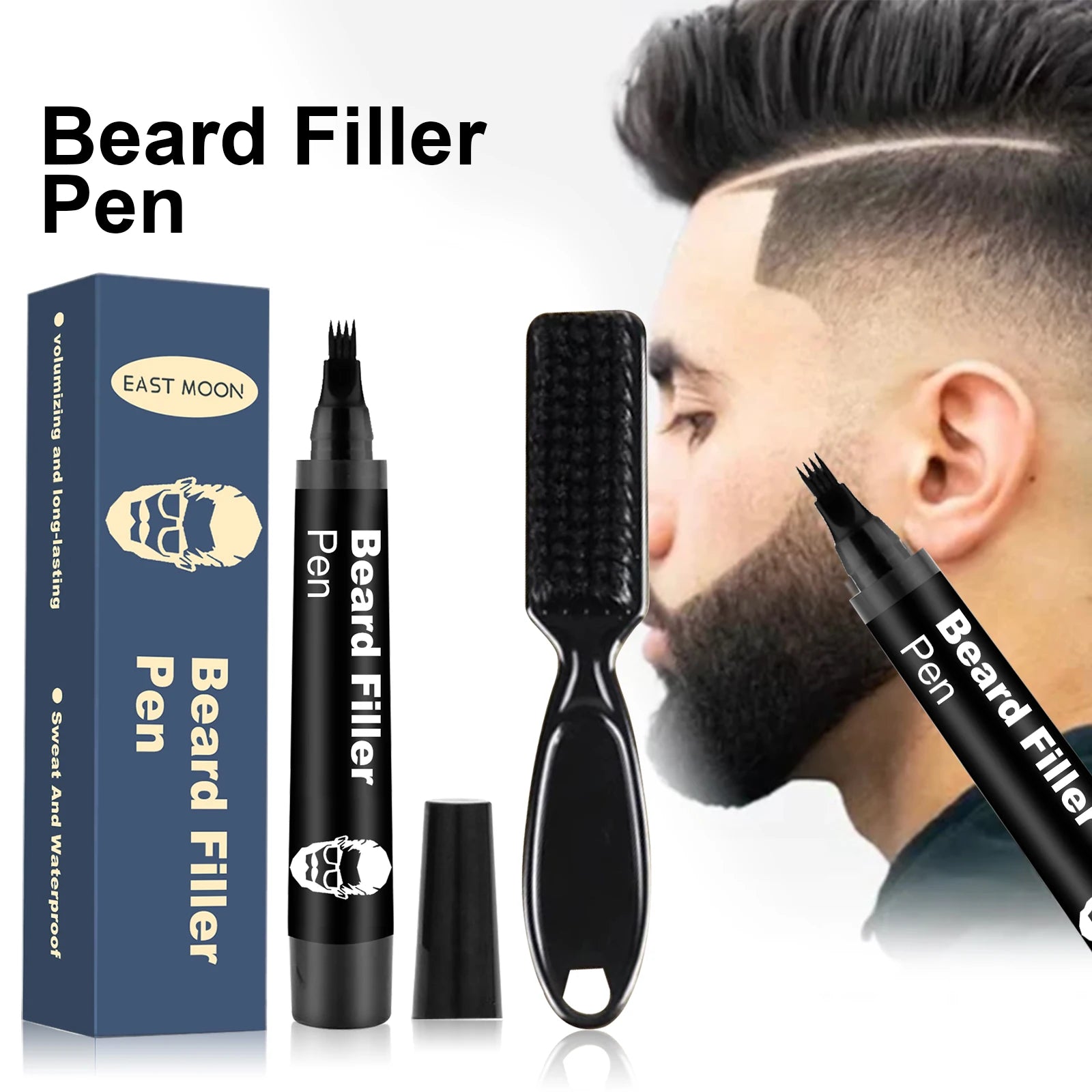 Beard Pen Filler Penci With Brush Kit Waterproof Long Lasting Repair Moustache Coloring Shaping Tools Hair Eyebrow Pencil