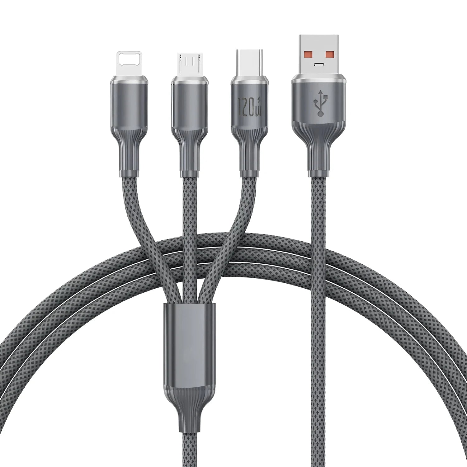120W 3 in 1 USB Type C Fast Charging Cable 3A Quick Charge Phone Data Line Cord For Iphone 17 15 14 Xiaomi Huawei USB C PD Cable