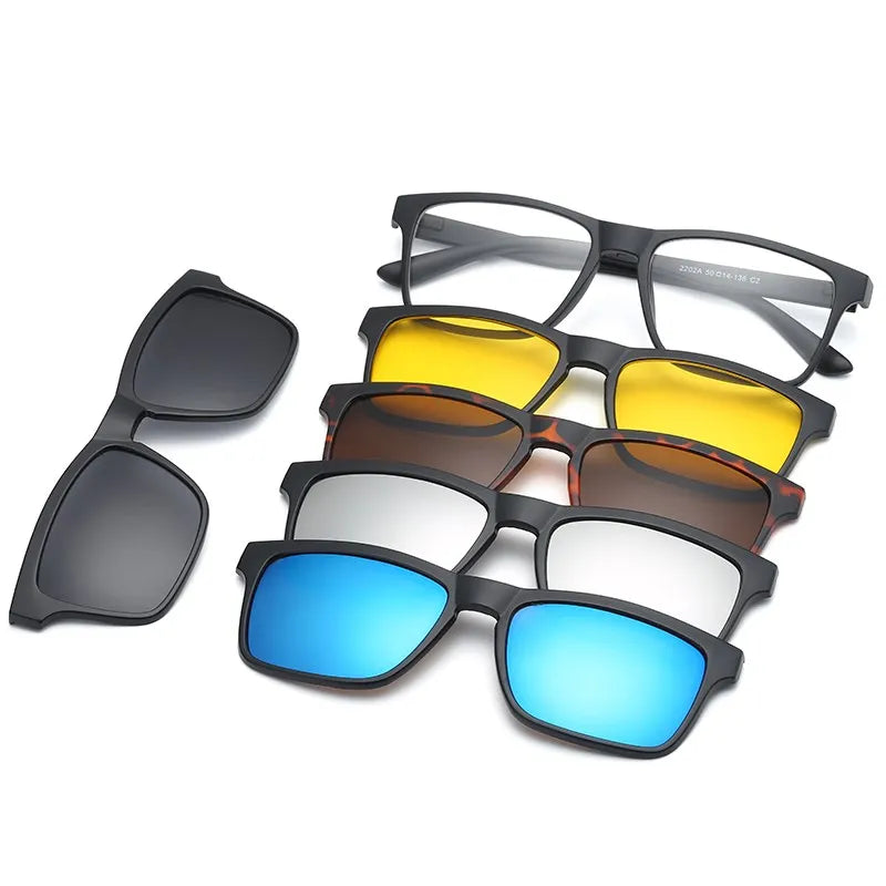 HJYFINO 5 lenes Magnet Sunglasses Clip Mirrored Clip on Sunglasses clip on glasses Polarization Clip Custom Prescription Myopia