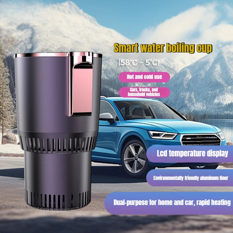 Smart Car 2-In-1 Hot and Cold Cup Drinks Holder Home Fast Refrigeration Cooling/Heating Mini Touch Screen Beverage Mug Drink Can