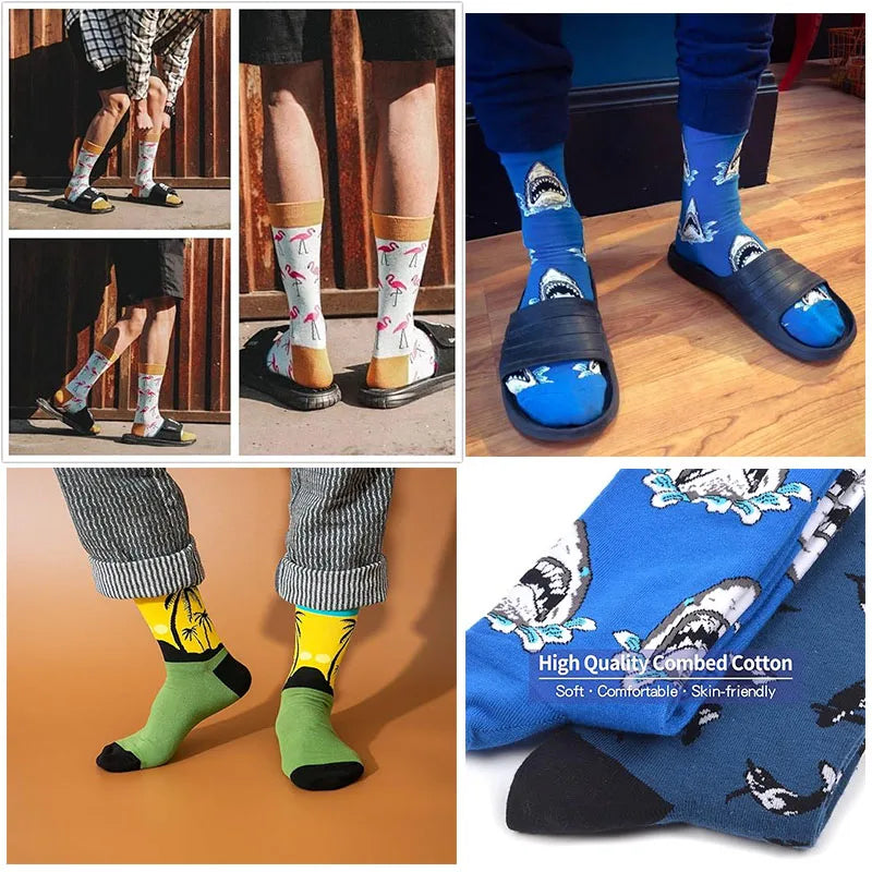 10 pairs of food pattern men's socks irregular color women's socks street trend skateboarding socks