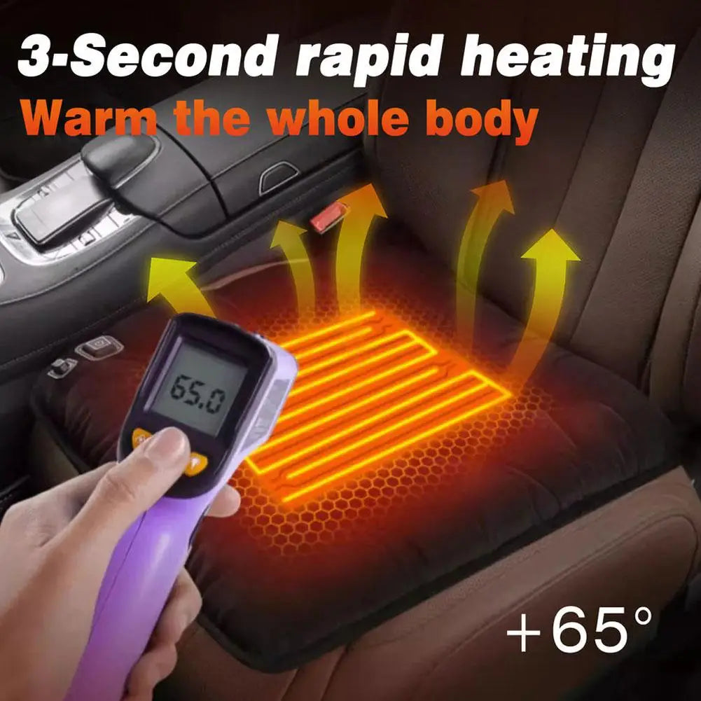 Car Heated Seat Cushion Winter Plush Seat Cushion Quick-Heating For Car, Home, 12V USB Electric Heating Single Pad