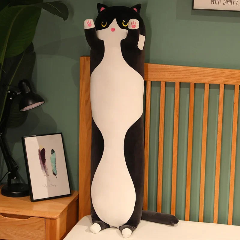 50/70cm Funny Joy Cute Soft Long Cat Plush Toys Pause Office Nap Pillow Bed Sleep Home Decor Doll for Kids Girl Gift