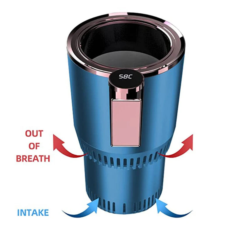 12V Warmer Cooler Smart Cooling & Heating Car Cup 2-In-1 Temperature Display Cup Holder for Water Coffee Beverage for Car