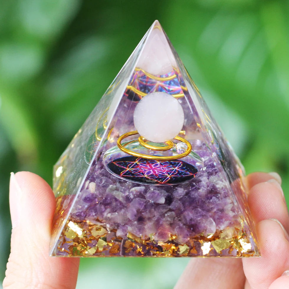 Orgonite Pyramid Crystals Natural Stone Orgone Energy Generator Healing Reiki Chakra Meditation Ornaments Crafts Office Decor