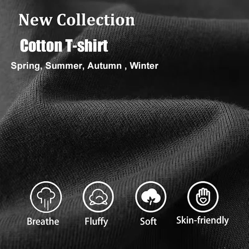 The 2026 new trend printed short-sleeved casual fashionable loose and multi-functional cotton T-shirt features a round neckline