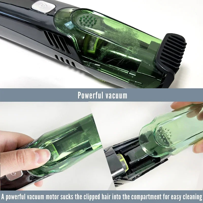 Tinsol Cordless Electric Hair Trimmer Professional Hair Cutting Multifun ctional Men Razor Built-in Vacuum Clipper Rechargeable
