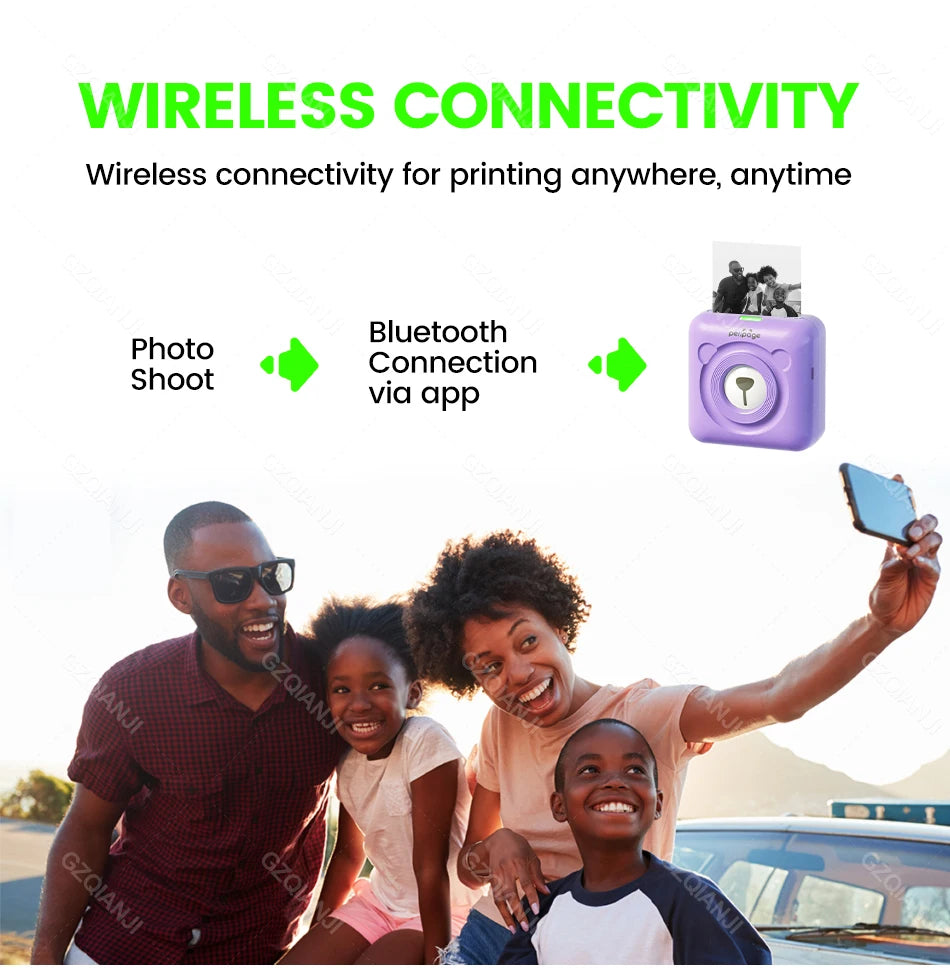 7 Colors Peripage A6 304DPI Mini Photo Printer Notes Sticker Label Printing Machine Bluetooth Portable Wireless Printer Marker