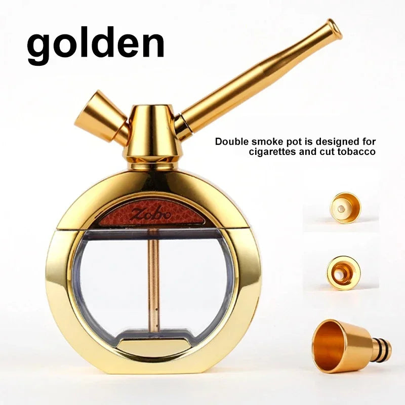 CRUSHER Dry Herb Grass Tobacco Pipes Kit Zinc Alloy Hookah Set Men and Women Use Double Filter Water Smoking Pipe Accessories