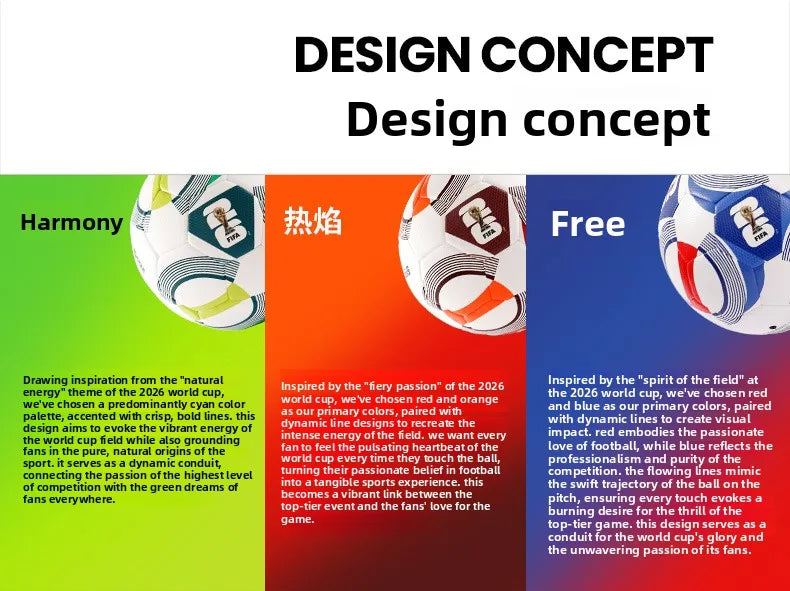 FIFA 2026 World Cup USA Canada Mexico Size 5 Soccer Ball Official Match Training for Adults Youth Students Wear-Resistant PU