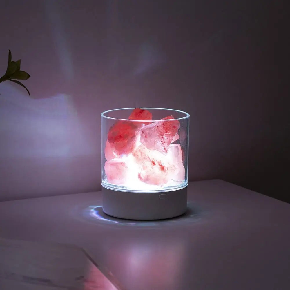 Natural Crystal Salt Lamp USB Powered Eye Protection Table Lava Lamp 7 Color Lights LED Table Light Home Decor