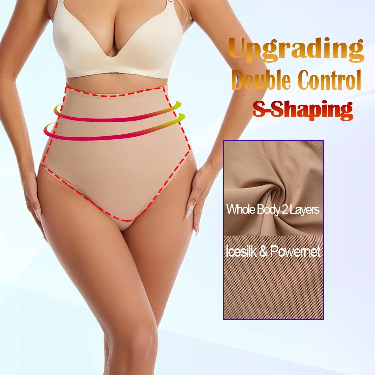 Cross-border Women's High Waist ThongT-back Tummy Control Panties with Non-slip Waistband Strong Waist Cinching and shaper