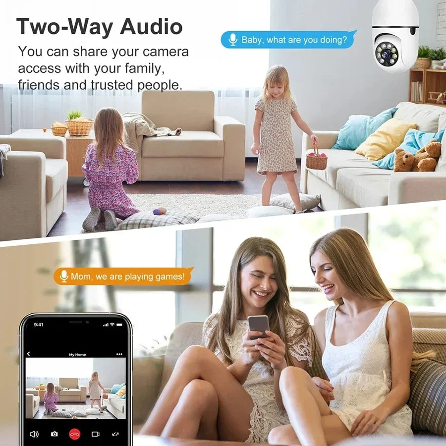 4G WiFi IP Camera E27 Bulb Cam 3MP Wireless Baby Monitor AI Tracking Security Video Surveillance Pet Cam SmartLife Indoor