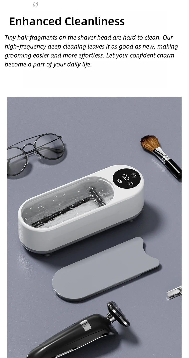 High Frequency Vibration Jewelry Cleaner 360° Automatic Deep Cleaning Tool Portable USB Rechargeable for Rings Watches Glasses