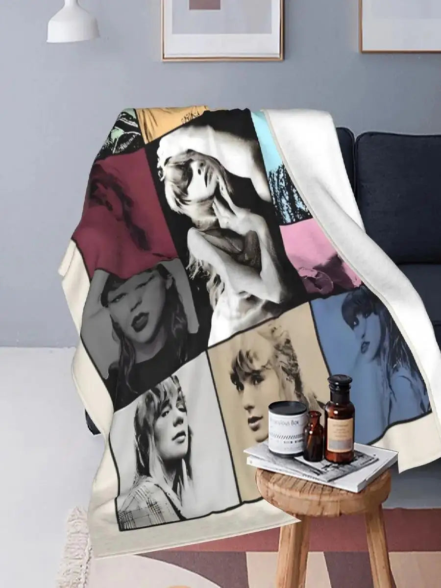 Eras Tour Flannel Throw Blanket  Lightweight Portable Tayloring Print for Bedding  Outdoor Use