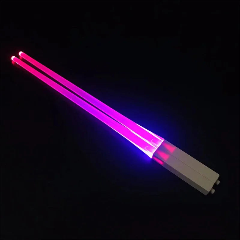 1 Pair LED Lightsaber Chopsticks Luminous Reusable Kitchen Light Up LED Chopstick Glowing BPA Free Food Safe Chopsticks
