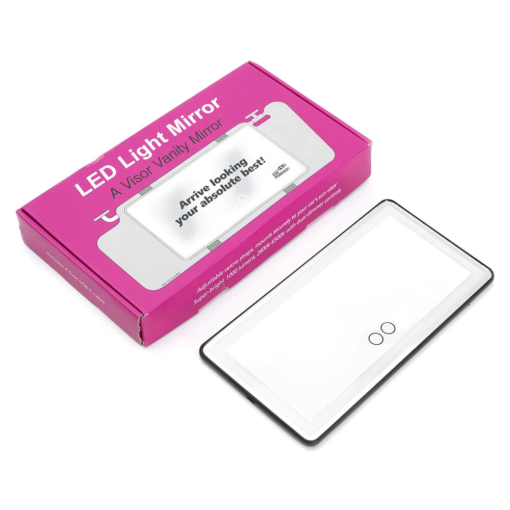Car Sun Visor Vanity Mirror Cosmetic Mirror Rechargeable Makeup Mirror with 3 Light Modes 60 Leds Dimmable Clip-on Rear Wireless