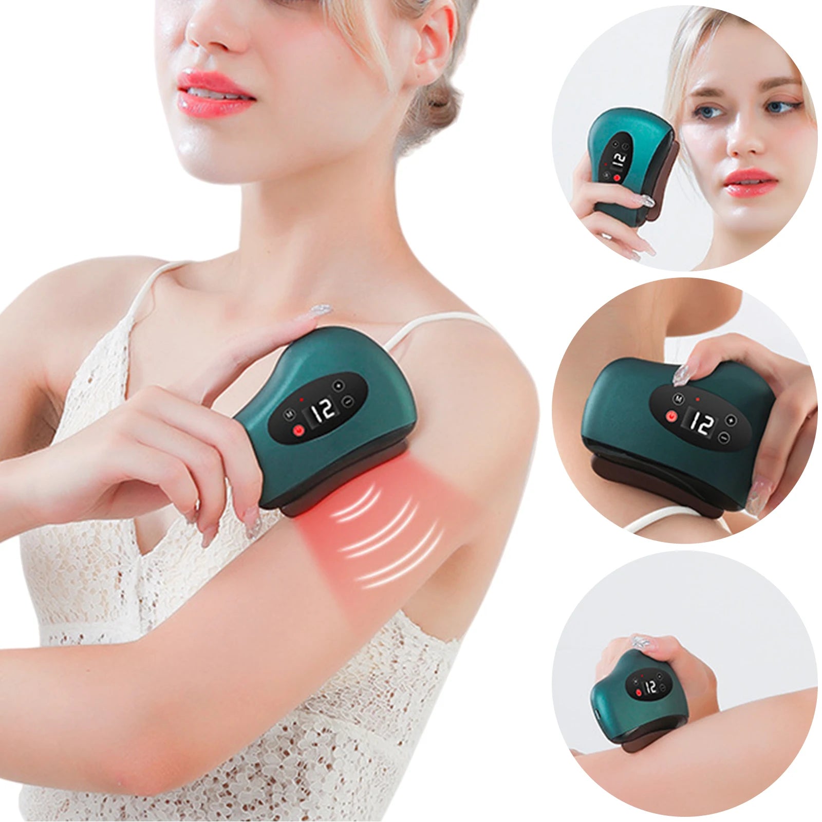 Gua Sha Facial Tool with Heat and Vibration Gua Sha Face Massager Muscle Scraper Tool for Lymphatic Drainage Lift Puffiness