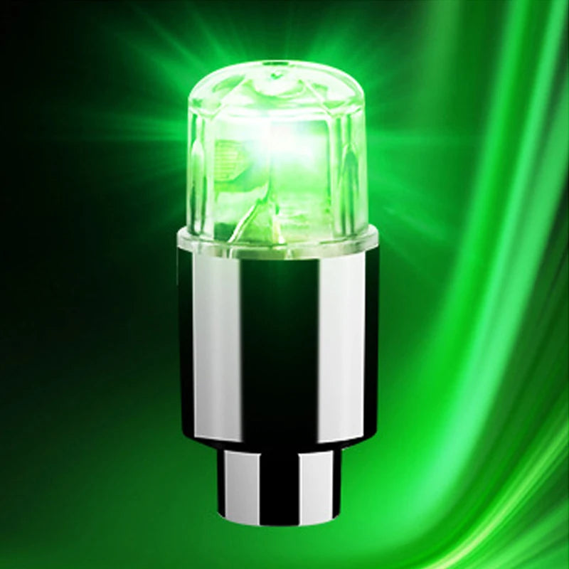 4Pcs Colorful LED Wheel Lights Car Tire Valve Caps Neon Light Bulb Universal Car Motorcycle Bicycle Valve Cover Auto Exterior