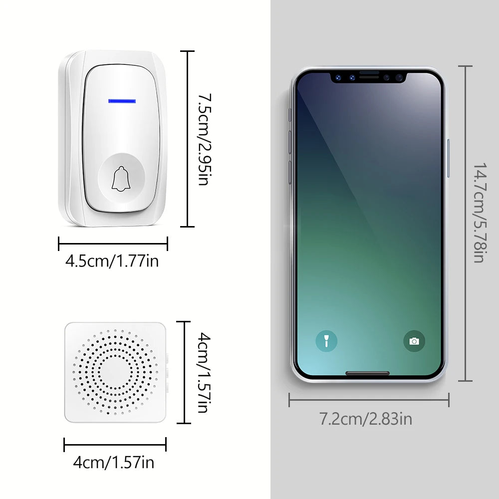USB Wireless Doorbell Smart Welcome Door Bell Three-speed volume 38 Songs Melodies Doorbell For Home Bed Call Emergent Call