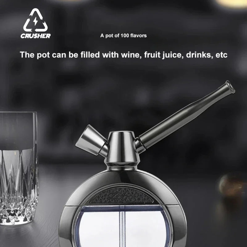 CRUSHER Dry Herb Grass Tobacco Pipes Kit Zinc Alloy Hookah Set Men and Women Use Double Filter Water Smoking Pipe Accessories