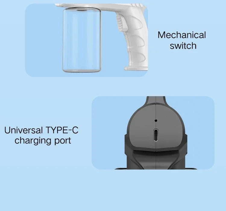 NEW Style 280Ml Barber Sprayer Bottle Wireless Electric USB Nano Blue Light Steam Spray Gun Garden House