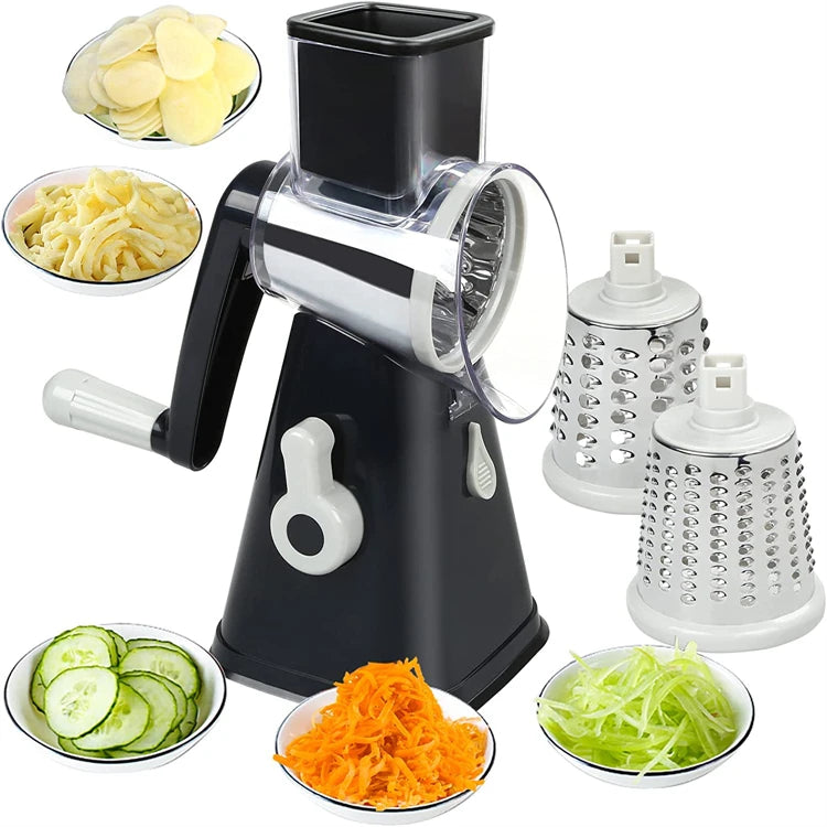 LMETJMA Rotary Cheese Grater with Handle Manual Vegetable Graters Shredder Slicer Nuts Grinder with Strong Suction Base JT122