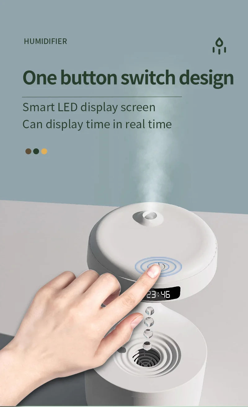 Water Droplet Air Humidifier 800ml Anti-gravity Essential Oil Diffuser Night Light Weightless Sprayer Decorations Desk Lamps
