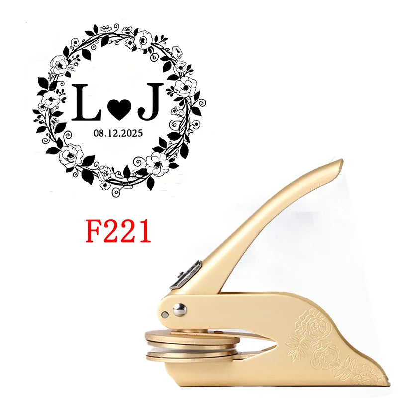 Custom Initials Embosser Stamp,Book Embosser Personalized LOGO Wedding Embossing Stamp, Address Stamp, Form the Library Embosser