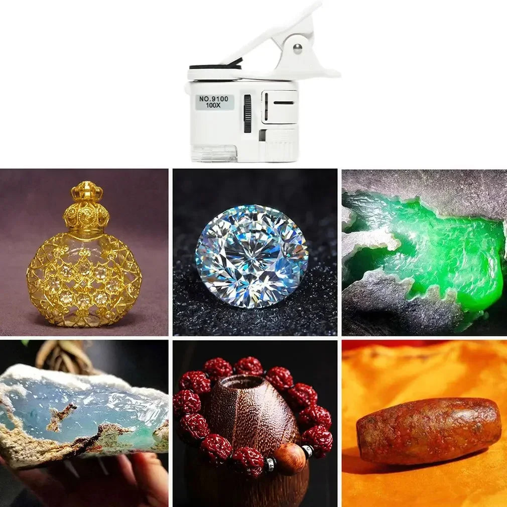 Magnifier 100X Mini Microscope Mobile Phone High-Definition Antique Jewelry Jade Identification Anti-Counterfeiting