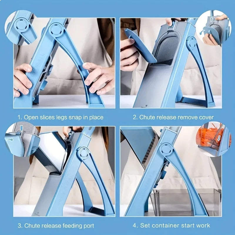 Adjustable Mandoline Slicer with Safety Glove, Large Vegetable Cutter for Potato Onion Cabbage - Food Chopper & Slicer