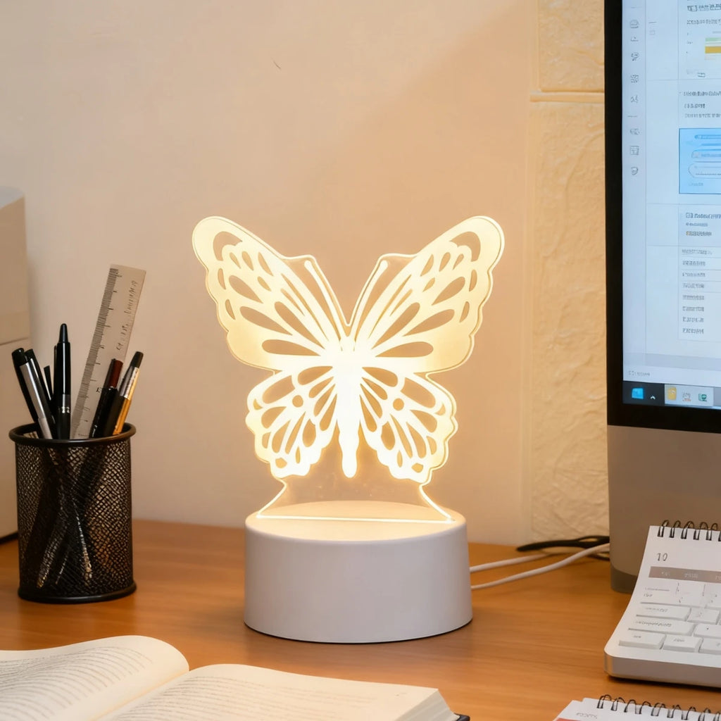 3D Dreamy Butterfly LED Night Light, USB Desktop Decorative Light, Suitable for Romantic Bedroom Decoration, Ideal Christmas Gif