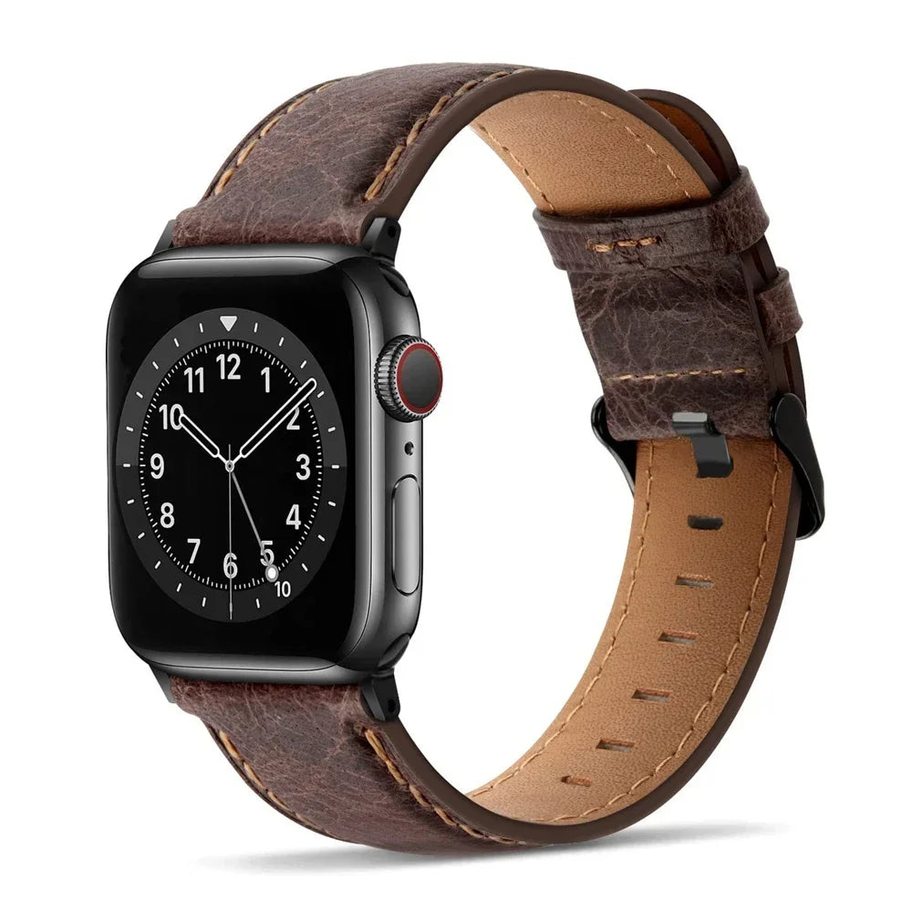 Leather Strap for Apple watch band 44mm 49/45mm 40/41 42 46mm belt Retro luxury Correas iWatch series 10 9 5 4 SE 6 7 8 ultra 2