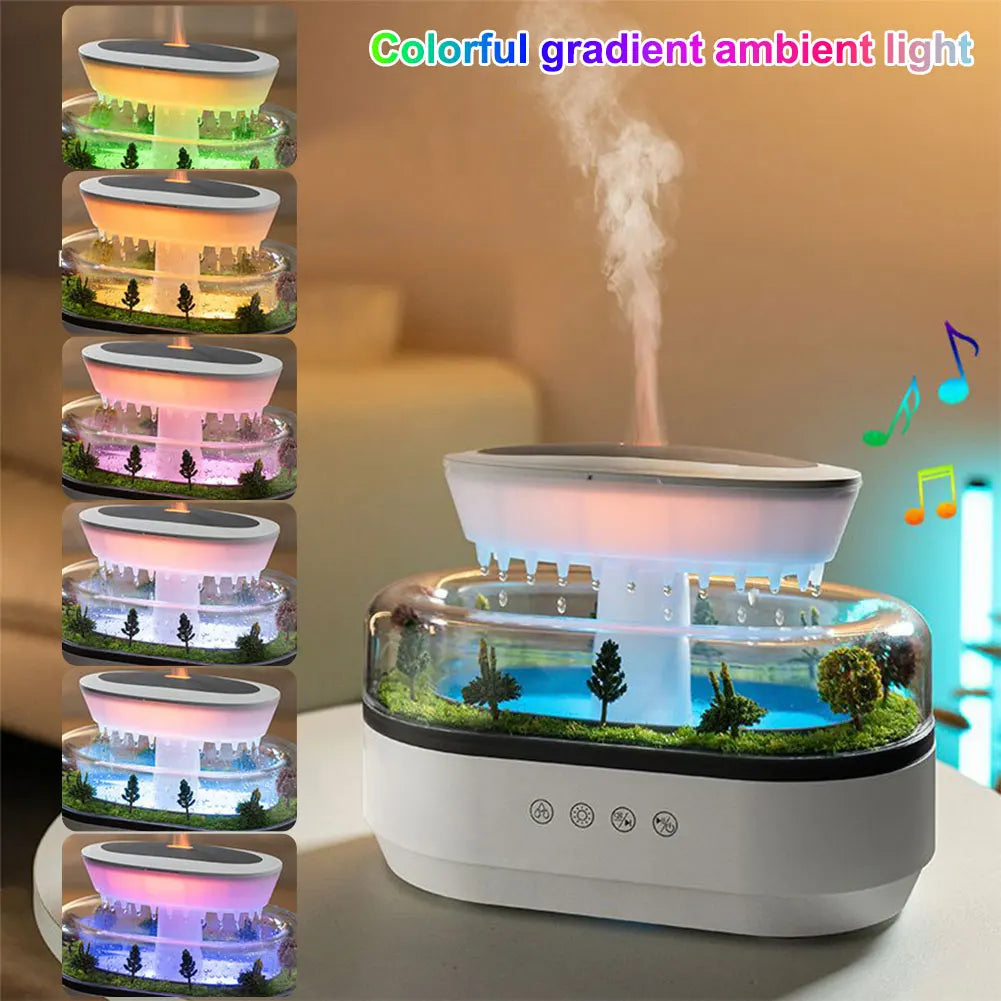 RainCloud Ultrasonic Aroma Humidifier Colorful Light Water Drip Micro Landscape Essential Oil Diffuser Home Cool Mist Humidifier
