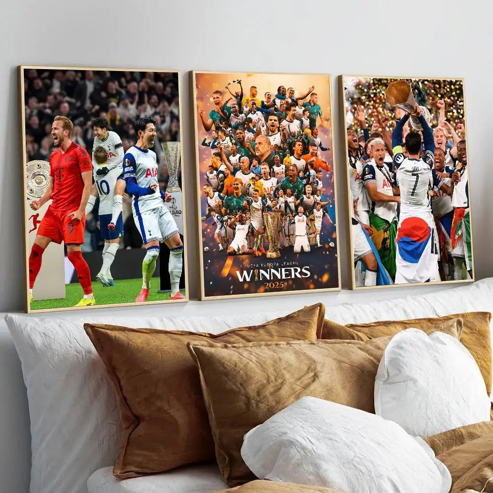 1PC Football Tottenham wins the championship poster Self-adhesive Art Waterproof Paper Sticker Coffee HouseWall Decor