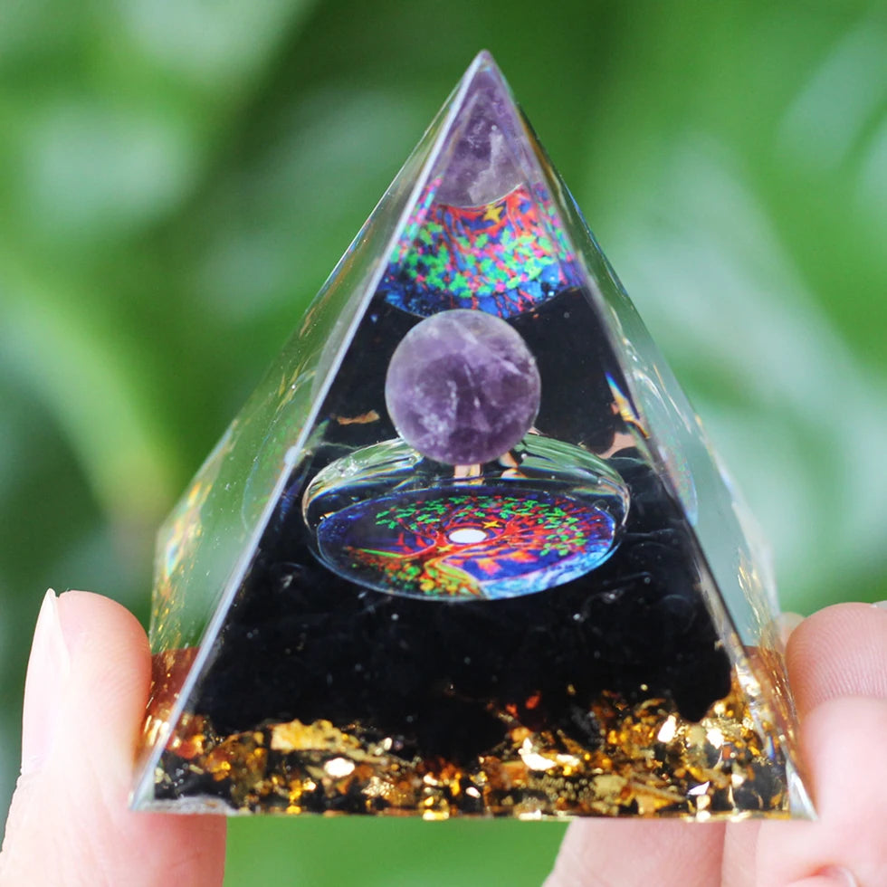 Orgonite Pyramid Crystals Natural Stone Orgone Energy Generator Healing Reiki Chakra Meditation Ornaments Crafts Office Decor