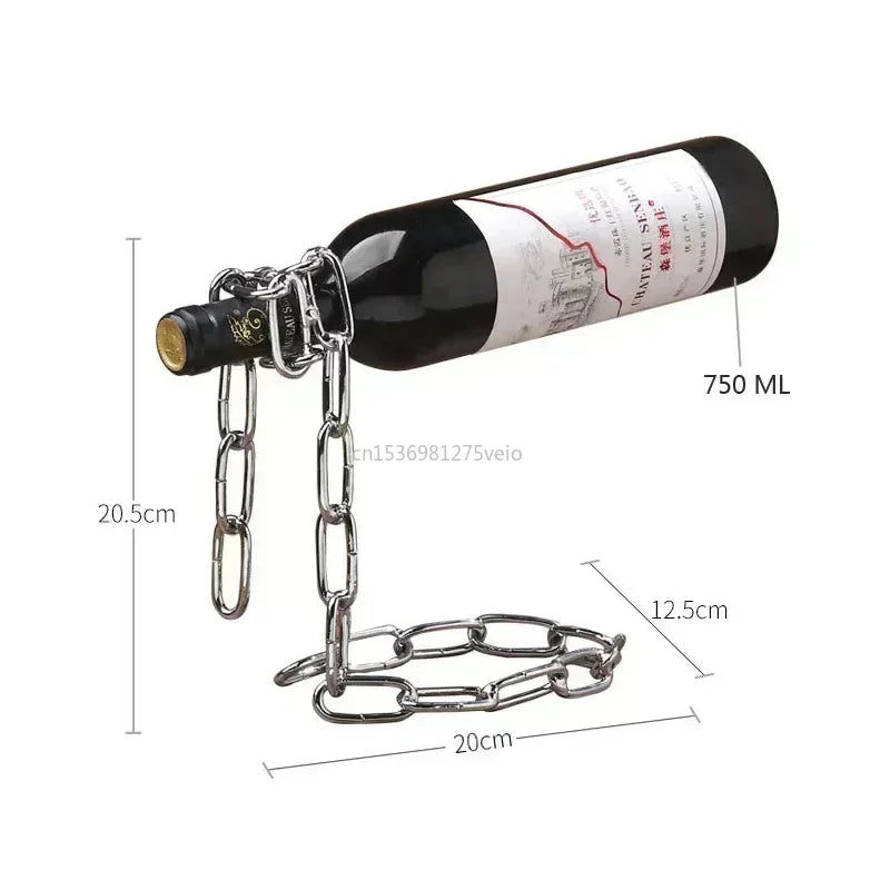 Magical Suspension iron Chain Wine Racks One Bottle Wine Display Racks Stand Holder Kitchen Dining room cellar Bar Decoration
