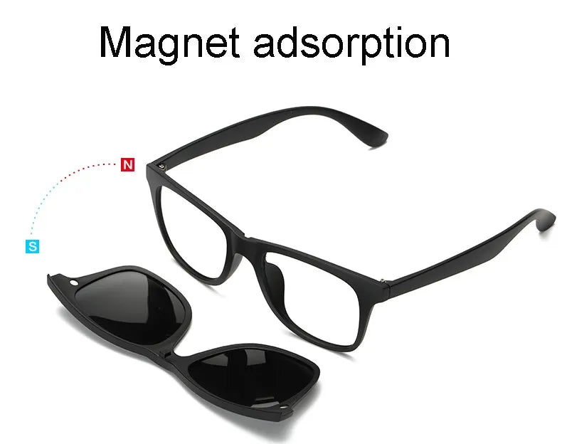 HJYFINO 5 lenes Magnet Sunglasses Clip Mirrored Clip on Sunglasses clip on glasses Polarization Clip Custom Prescription Myopia