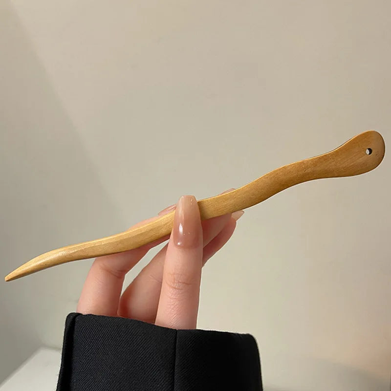 Chinese Style Elegant Wood Hair Stick For Women Girl Hairpins Simple Hair Fork Vintage Hanfu Cheongsam Headwear Hair Accessories