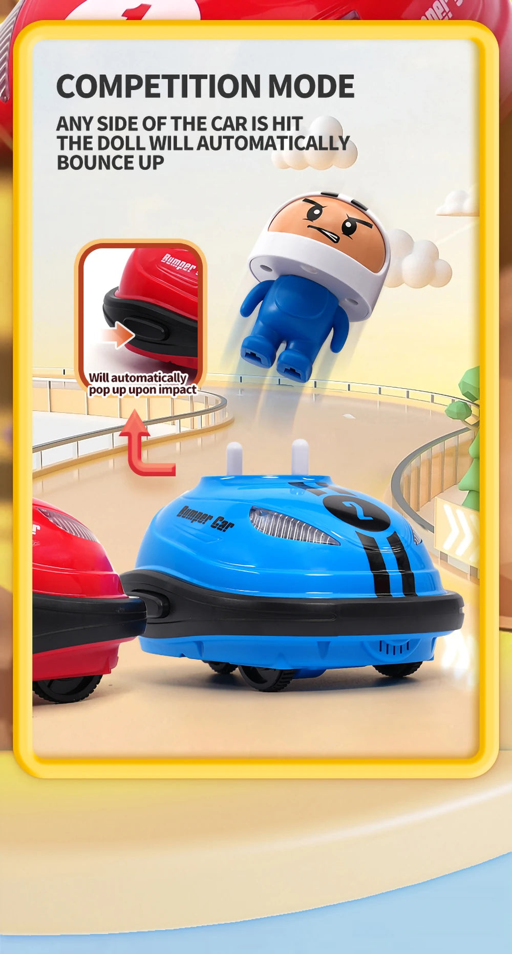 2025 RC Super Battle Bumper Car 2.4G Pop-up Doll Crash Bounce Ejection Light Children's Remote Control Toys Gift for Parenting