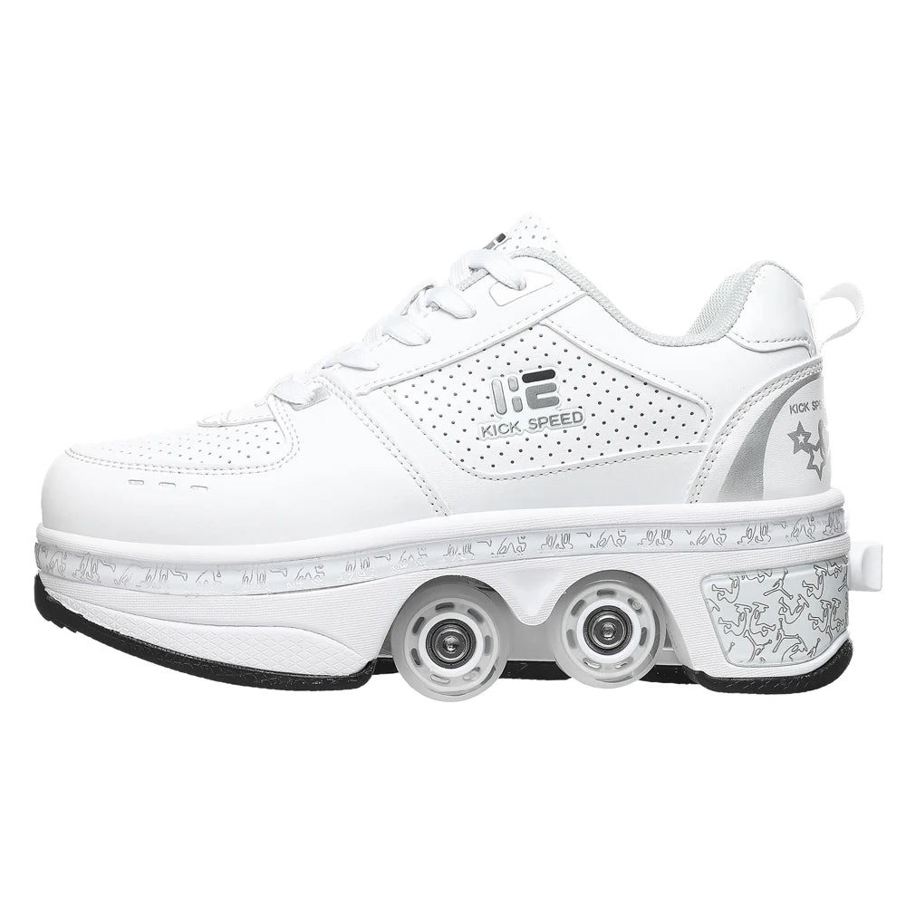 Unisex Four-Wheel Roller Skate Shoes Casual Deformation Parkour Sneakers Kids Skates Stage personalized Sport Roller Skate Shoes