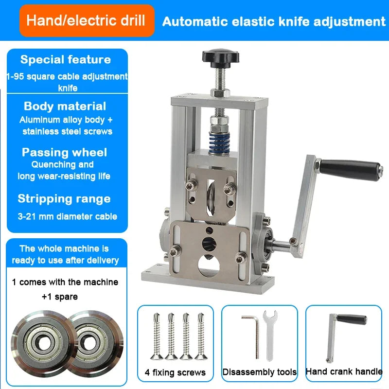 Manual Wire Stripping Machine Automatic 3-21mm 1-30 square Copper Cable Scrap Recycle Alloy Steel Cable Peeling Stripper Blade