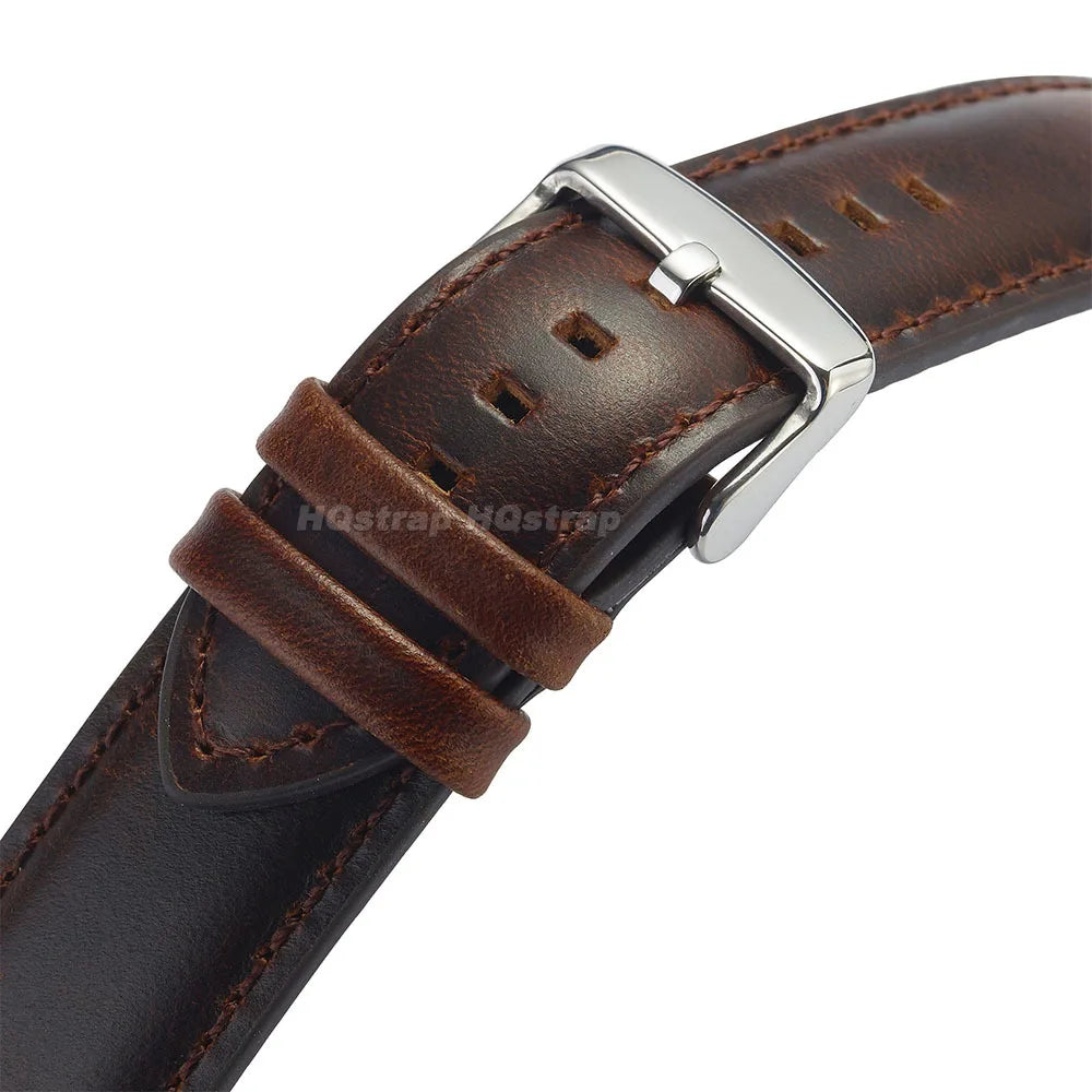 Retro Leather Watch Band 20mm 22mm 18mm 24mm 26mm for Seiko Smartwatch Bracelet Universal Wristband Quick Release Cowhide Strap