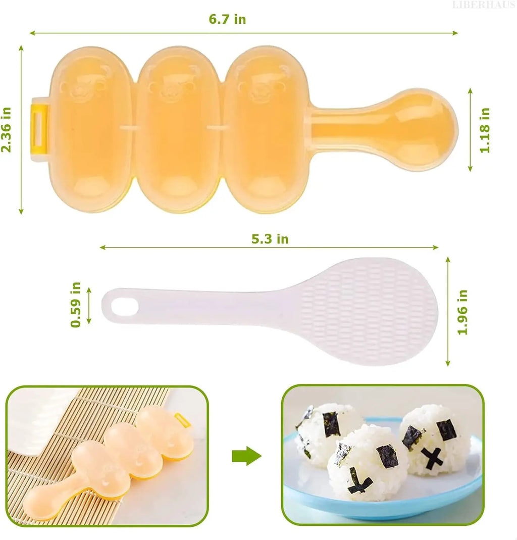 Rice Ball Maker Mold with Rice Paddle Rice Ball Shaker for Kids DIY Lunch Maker Mould with a Mini Rice scoop