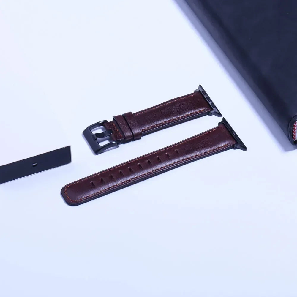 Leather Strap for Apple watch band 44mm 49/45mm 40/41 42 46mm belt Retro luxury Correas iWatch series 10 9 5 4 SE 6 7 8 ultra 2