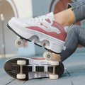 Kid Deform Roller Skate Shoes With 2/4 Wheels Runaway Parkour Deformation 4-Wheel Skates Sneakers For Women Men Youth Adult Gift
