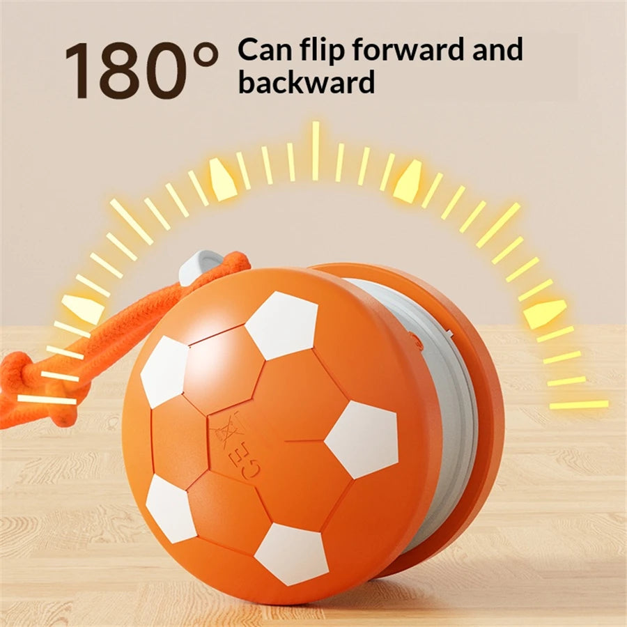 Smart Interactive Dogs Toy Balls Pets Dual-Wheel Spinning Electric ball USB Rechargeable Soccer-Shaped Cat Toys With Tail String