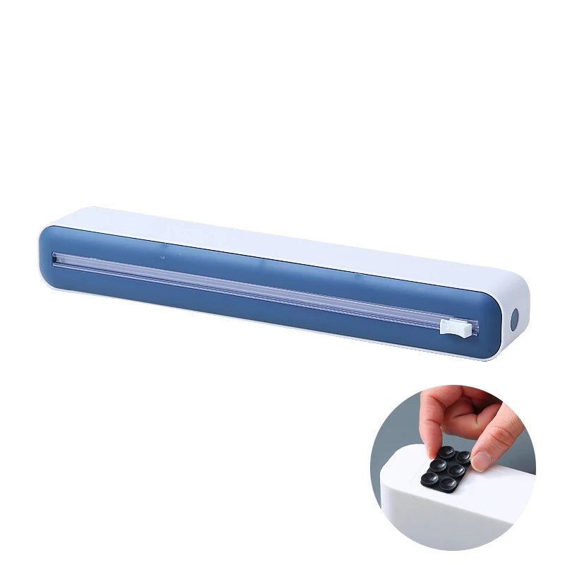 Food Film Dispenser Magnetic Plastic Wrap Dispenser with Cutter Storage Box Aluminum Foil Stretch Film Cutter Storage Holder