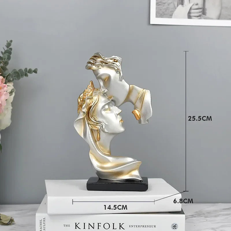 Accessories for home decoration silence is Gold statue for decoration statue of human face sculpture abstract African decoration